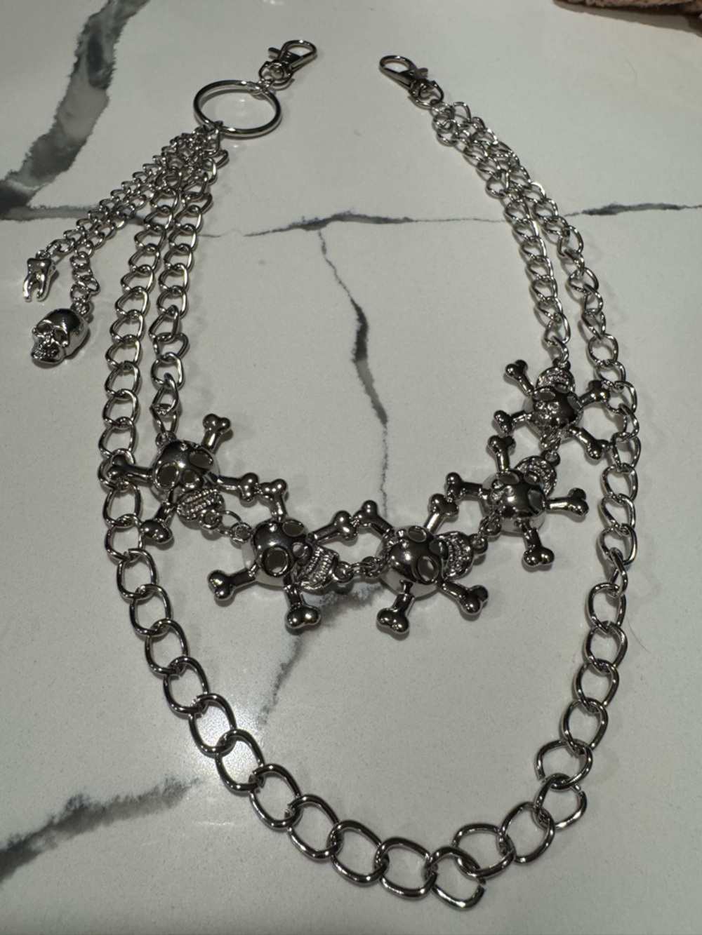 Silver Skull Chain Multi-Layer wallet chain